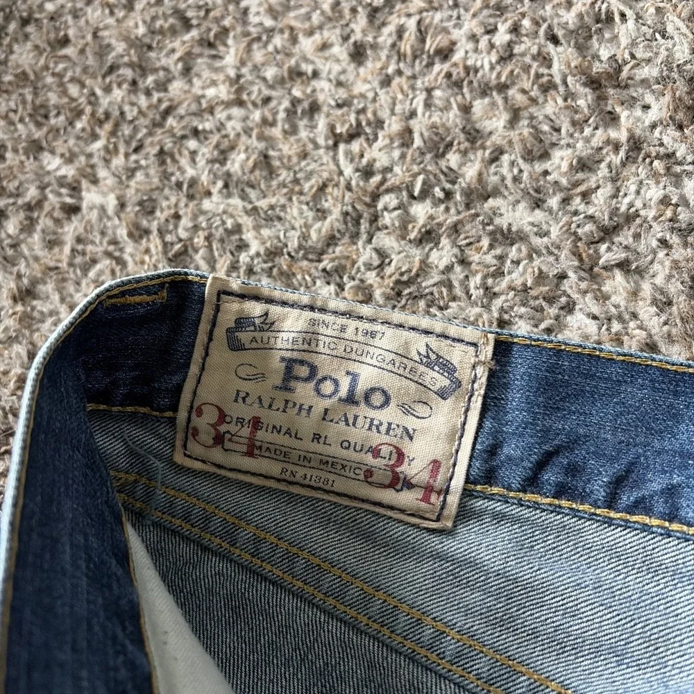 Vintage Polo Ralph Lauren Hampton Straight Blue Jeans Men 36x34 (tagged 34x34)